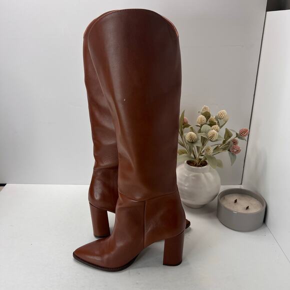 Steve Madden Bixby Leather Pointed Toe Boots Brown Women 8M Tried On - Picture 6 of 10